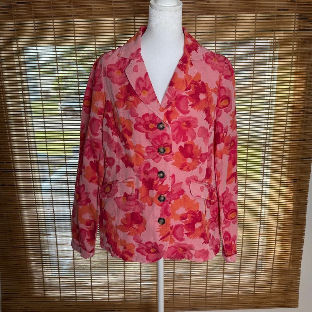 NWT Sundance Sunrise Bloom Linen-Blend Blazer Women's Sz Medium Abstract Floral